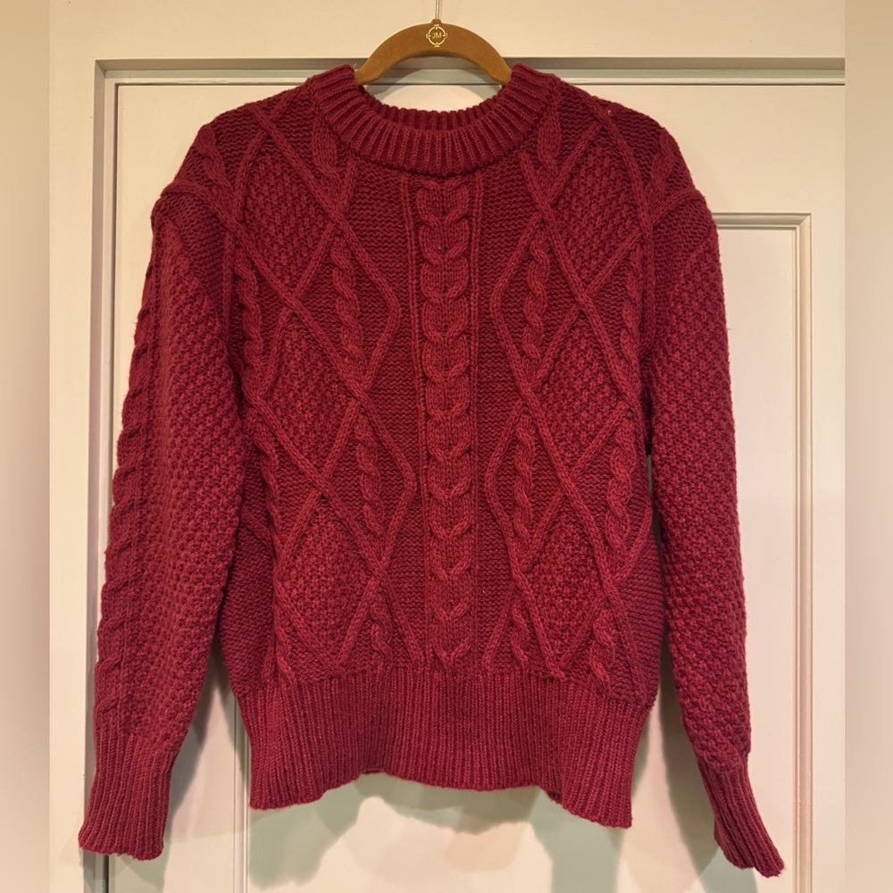 Vici Burgundy Cable Knit Sweater
